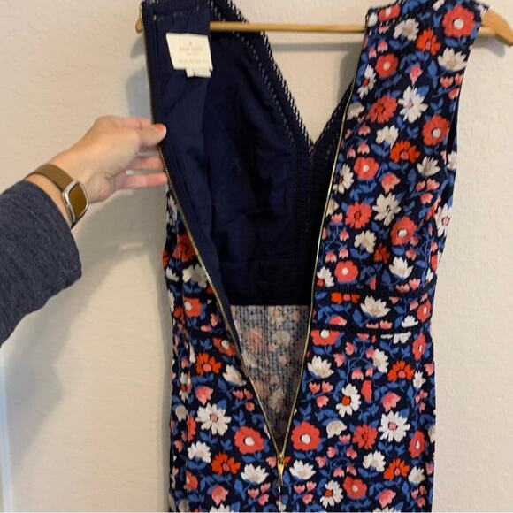 Kate Spade Blue and Red Floral Sleeveless V Neck Mini Dress - Picture 9 of 15